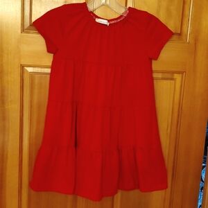 Sunshine Swing Girls Size 6 Long Red‎ Short Sleeve Dress